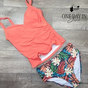 Zando Tropical Tankini Swimsuit Size L